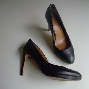 Classic black leather stiletto heels